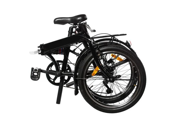 Bicicleta Plegable Compacta Negro Aislado Sobre Fondo Blanco —  Fotos de Stock