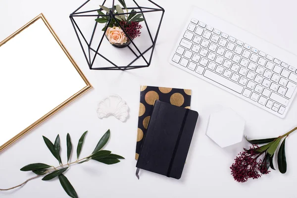 White feminine tabletop flatlay — Stock Photo, Image