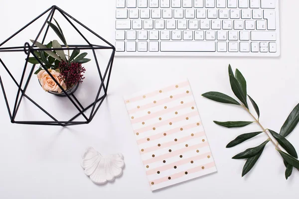 White feminine tabletop flatlay — Stock Photo, Image