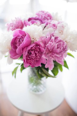 Ev Dekorasyon, beyaz roo kahve tablo taze pembe peonies