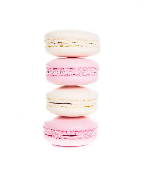 Exquisite french dessert, pink and cream macaron cakes