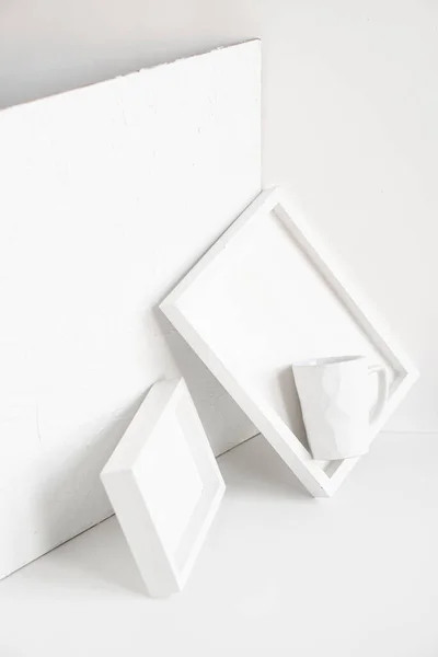 不同白色物体的抽象集合，现代最小装饰 — 图库照片