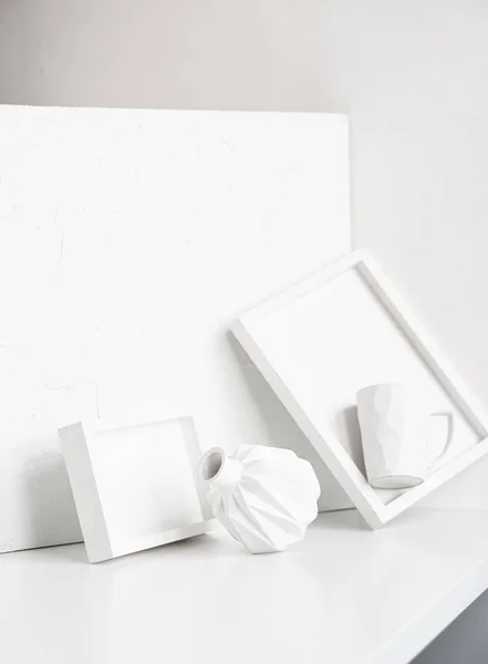 Abstract collection of different white objects, modern minimal decor — Zdjęcie stockowe