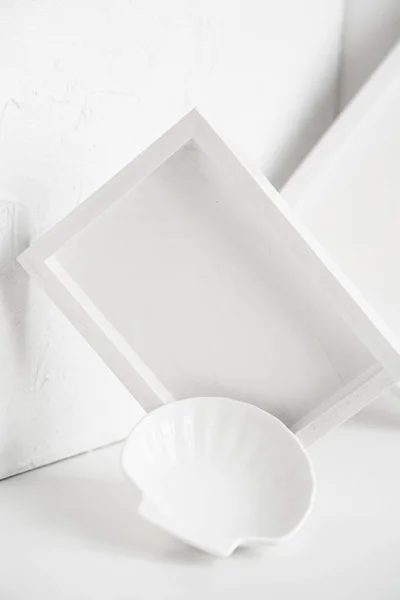 Abstract collection of different white objects, modern minimal decor — Stockfoto