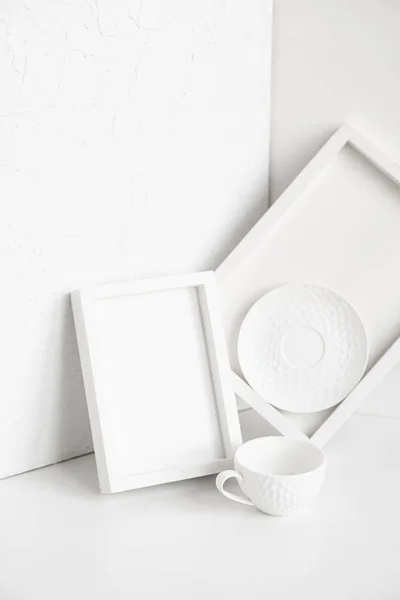 Abstract collection of different white objects, modern minimal decor — Zdjęcie stockowe