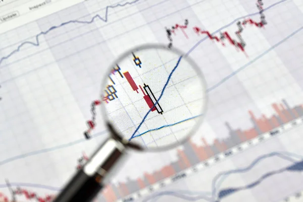 Candlestick graphs focus gap on forex chart — Stock Photo, Image