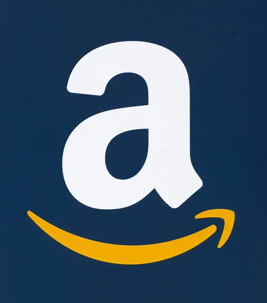 Montreal Canada February 2017 Logo Amazon Dicetak Pada Kertas Biru — Stok Foto