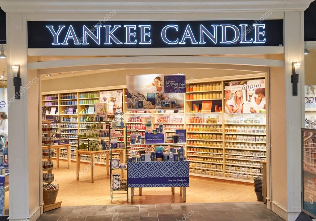 PLATTSBURGH, USA - MARCH 5, 2017 : Yankee Candle bootique. The Yankee Candle Company is an American manufacturer and retailer of scented candles.