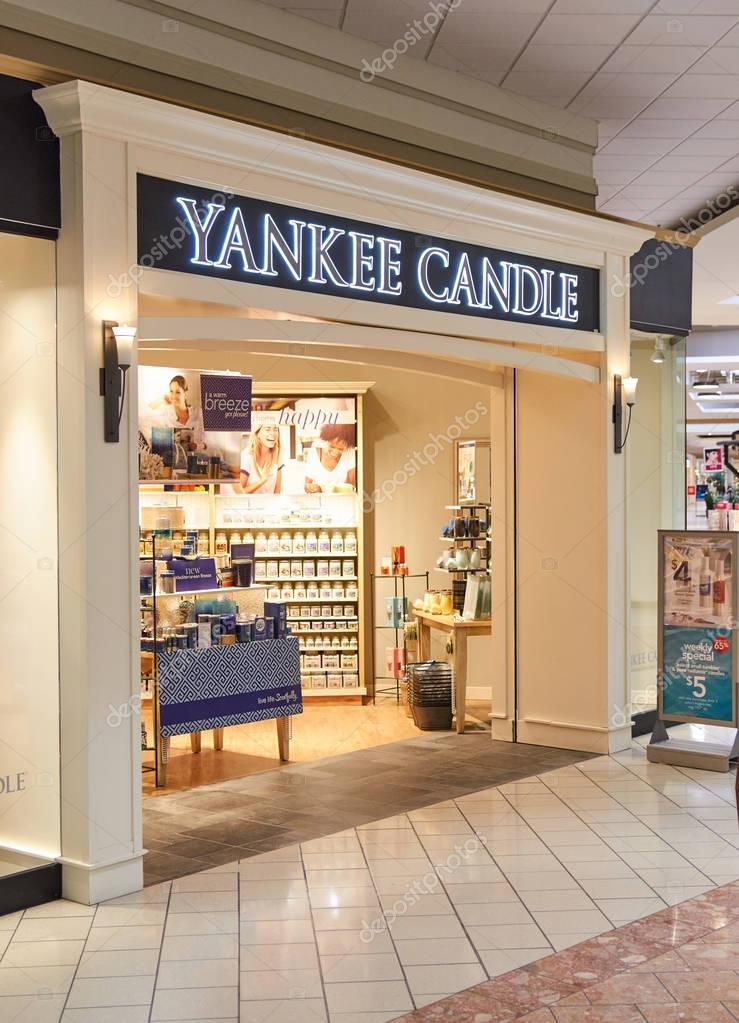 PLATTSBURGH, USA - MARCH 5, 2017 : Yankee Candle bootique. The Yankee Candle Company is an American manufacturer and retailer of scented candles.