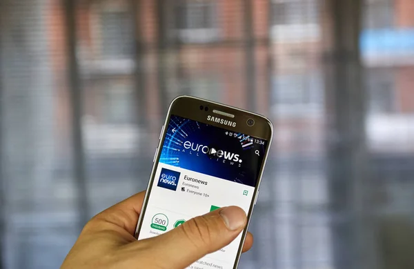 Euronews mobil applikation. — Stockfoto
