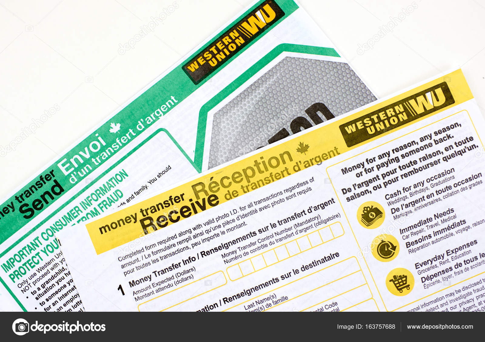 Western Union Forms On A White Background Stock Editorial Photo - 