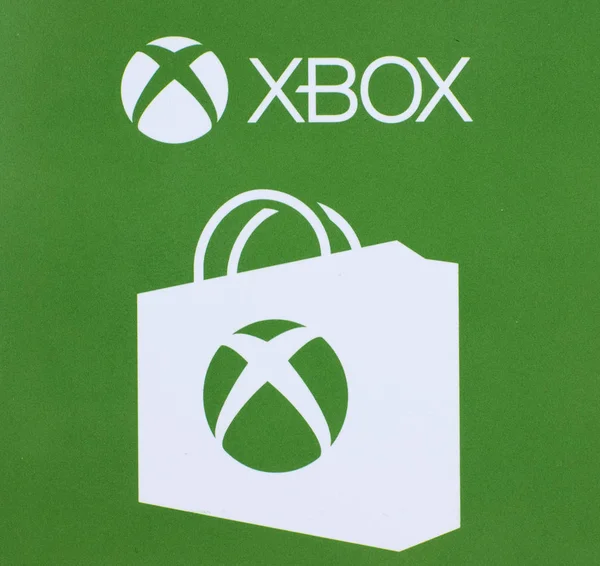 Logotipo de Microsoft Xbox impreso en un papel . — Foto de Stock