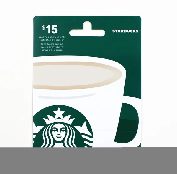 Montreal Canada Juli 2017 Starbucks Dollar Cadeaubon Een Witte Achtergrond — Stockfoto