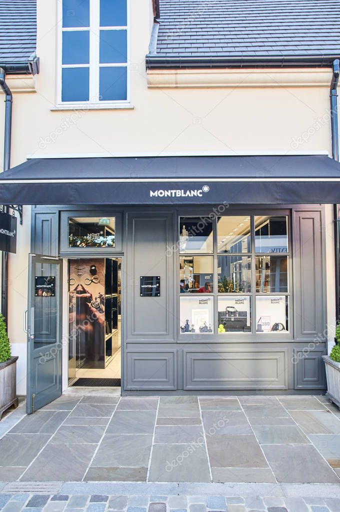 PARIS, FRANCE - MAY 10, 2017 : Montblanc boutique in La Vallee Village. Montblanc is a German manufacturer of luxury writing instruments, watches, jewellery and leather goods