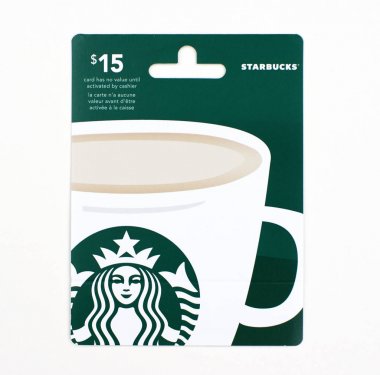 Starbucks hediye kartı beyaz bir arka plan üzerinde.