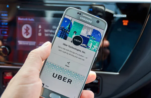 Aplicación Uber en Samsung S7 — Foto de Stock