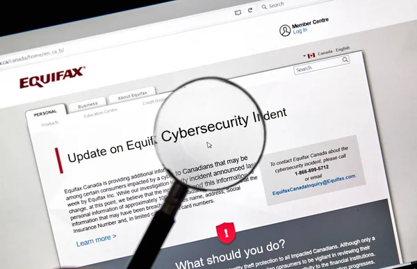 Equifax Canada home page — Foto Stock
