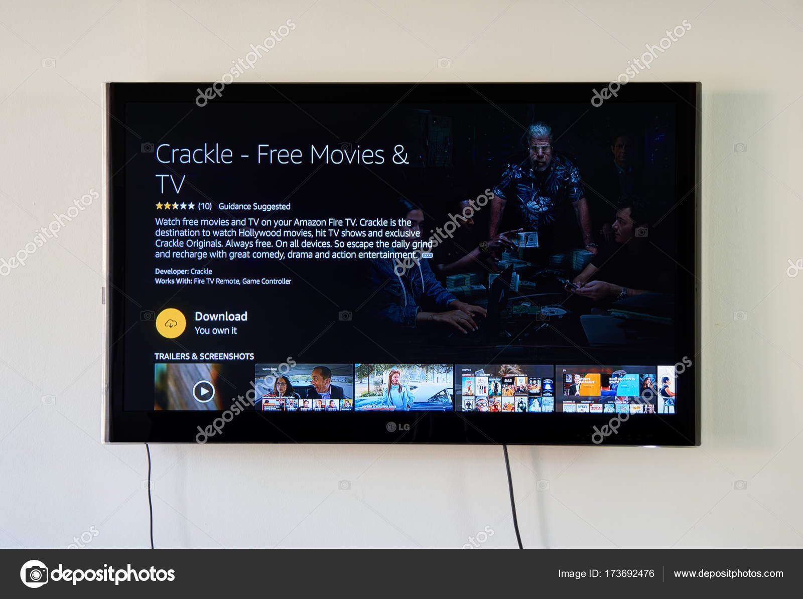 Crackle Download App Page On Lg Tv Screen Stock Editorial Photo