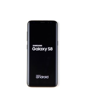 Montreal, Kanada - 12 Kasım 2017: Yeni siyah Samsung Galaxy s8 ile logo üstünde belgili tanımlık perde beyaz bir arka plan üzerinde.