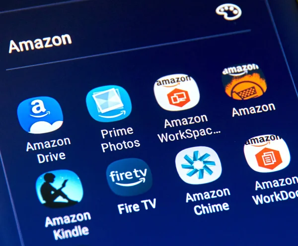 Amazon olika Android-program ikoner på Samsung S8 — Stockfoto