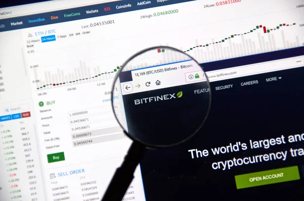 Montreal Kanada Prosince 2017 Webové Stránky Bitfinex Kryptoměn Exchange Trhu — Stock fotografie