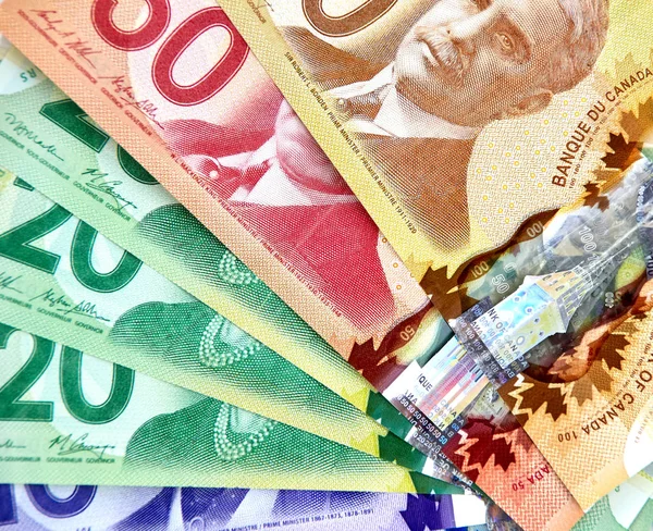 Montreal Kanada Marca 2018 Canadian Banknoty Dolarów — Zdjęcie stockowe