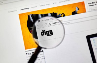 Montreal, Kanada - 7 Nisan 2018: Digg resmi web sayfası. Bilim vb gibi Internet seyirci için özel hikayeler seçin amaçlayan bir haber toplayıcı küratörlüğünde bir ön sayfası ile Digg olduğunu