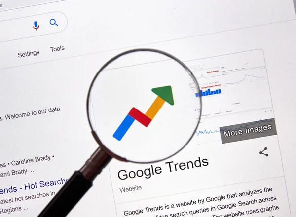 Google Trends web sitesi ve logosu büyüteç altında