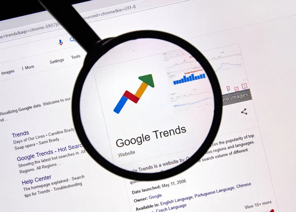 Google Trends web sitesi ve logosu büyüteç altında