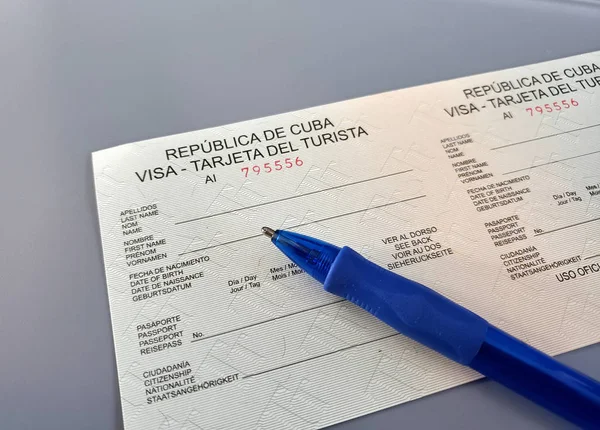 古巴签证申请表 任何进入古巴的游客或游客都应填写此表格 — 图库照片