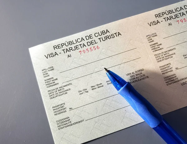 Cuba Visa Kaart Aanvraagformulier Dit Formulier Moet Worden Ingevuld Door Rechtenvrije Stockfoto's