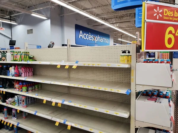 Montreal Canadá Marzo 2020 Estantes Vacíos Tienda Comestibles Debido Covid —  Fotos de Stock