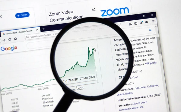 Монреаль Канада Марта 2020 Zoom График Zoom Communications Компания Предоставляющая — стоковое фото