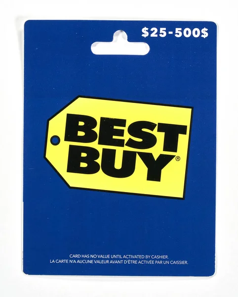 Montreal Canada April 2020 Bestbuy Cadeaubon Een Witte Achtergrond Best Rechtenvrije Stockafbeeldingen