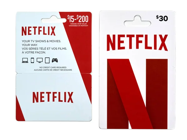 Montreal Canada April 2020 Netflix Cadeaubonnen Een Witte Achtergrond Netflix Rechtenvrije Stockafbeeldingen