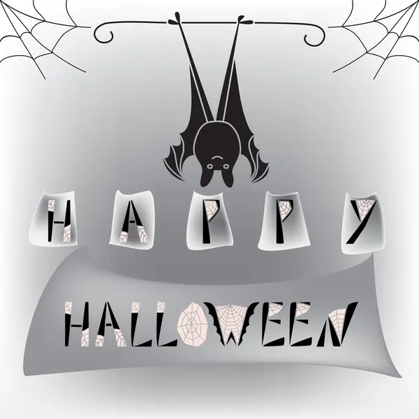 Gri paletli Cadılar Bayramı kartın kutlu olsun. Güzel bir sopa ve el yazısıyla yazılmış 