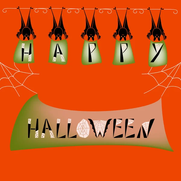 Mutlu Cadılar Bayramı kartı şirin yarasalar ve el yazısı metin 