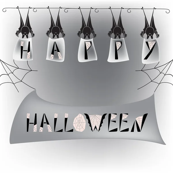 Mutlu Cadılar Bayramı kartı şirin yarasalar ve el yazısı metin 