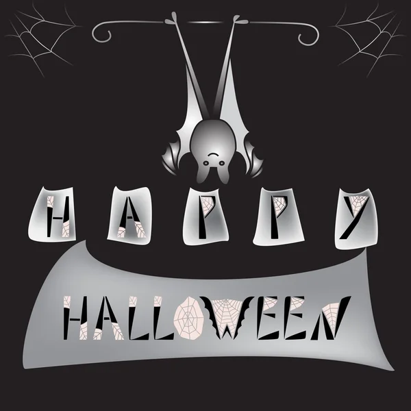 Happy Halloween  card with cute bat and handwritten text 