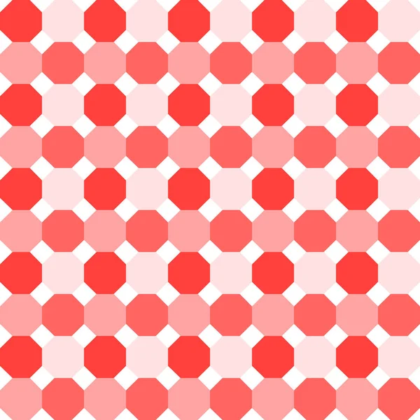Beyaz arka plan üzerinde mercan paletindeki düzenli sekizgenler ile kesintisiz geometrik desen. Vektör.