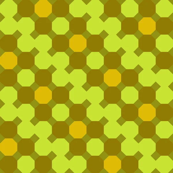 Düzenli sekizgenler altın renkleri ile sorunsuz köşegen desen. Vektör.