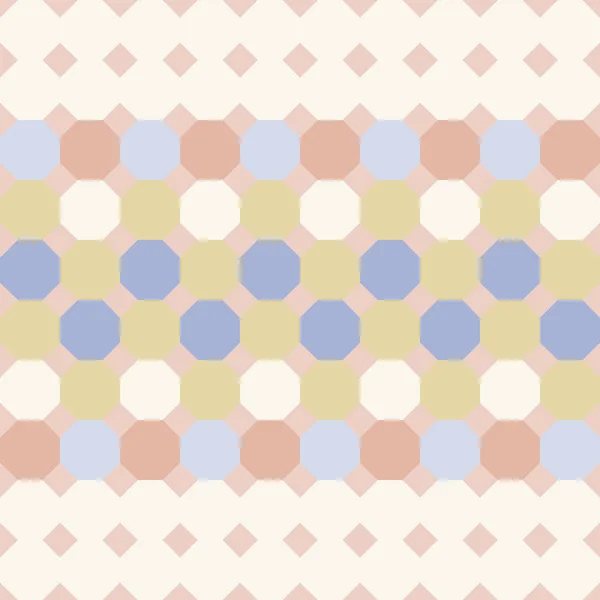 Işık paletindeki düzenli sekizgenler ile kesintisiz geometrik mozaik desen. Yatay sorunsuz süsleme. Vektör.