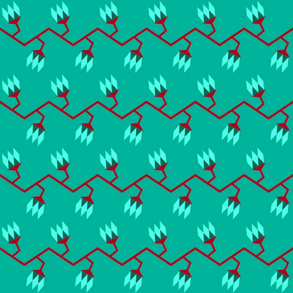 Geometrik şekiller yatay çiçek çelenk ile Seamless modeli. Vektör.