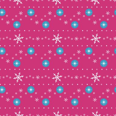 Kar taneleri ve pembe bir arka plan üzerinde yıldız ile Seamless modeli. Tatil tasarım için iyi. Vektör.