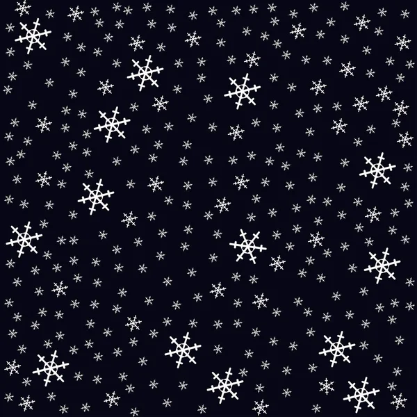 Siyah arka plan beyaz kar taneleri ile. Vektör kartı.