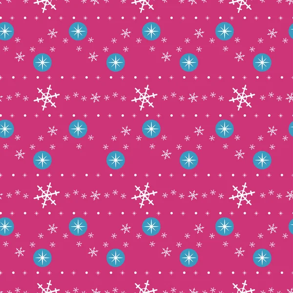Kar taneleri ve pembe bir arka plan üzerinde yıldız ile Seamless modeli. Tatil tasarım için iyi. Vektör.