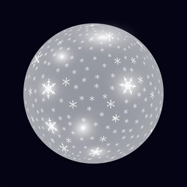 Gümüş parlayan küre kar taneleri ile dekore edilmiştir. Vektör.