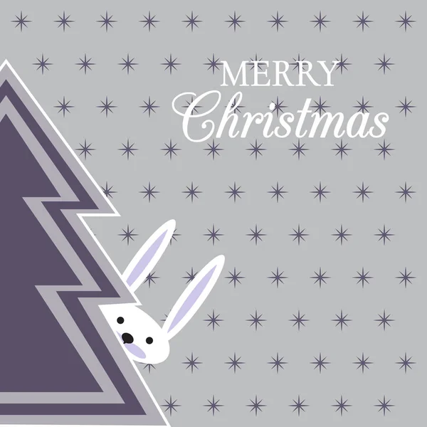 Çam ağacı ve sevimli tavşan ile Noel kartı. Noel Yılbaşı banner. Vektör.