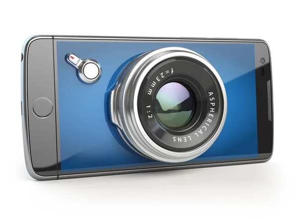 Smartphone concetto di fotocamera digitale. Cellulare con obiettivo fotocamera — Foto Stock