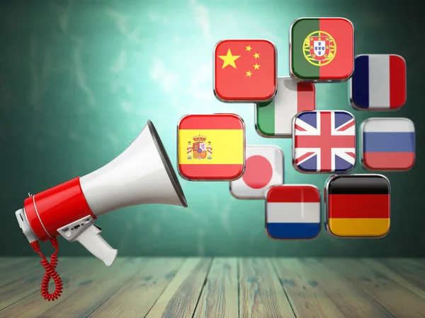 Concept d'apprentissage en ligne ou de traducteur en ligne. Apprentissage des langues — Photo